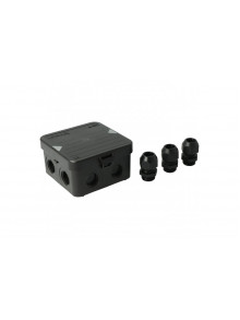 Junction box AK1-IP65, black, with 3 cable glands M20