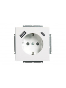 20 EUCB2USBAC-84 USB-Steckdosen-Einsatz SCHUKO® Safety+ mit USB A / C studioweiß - 63x63