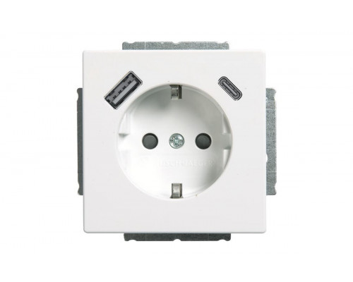 20 EUCB2USBAC-84 USB-Steckdosen-Einsatz SCHUKO® Safety+ mit USB A / C studioweiß - 63x63