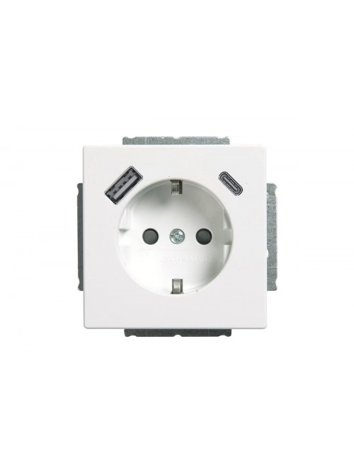 20 EUCB2USBAC-84 USB-Steckdosen-Einsatz SCHUKO® Safety+ mit USB A / C studioweiß - 63x63