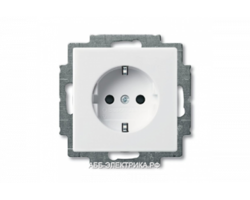 Розетка с/з с защитными шторками (безвинтовой зажим), цвет Белый, ABB Basic 55