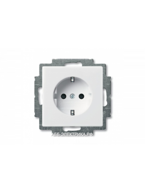 Розетка с/з с защитными шторками (безвинтовой зажим), цвет Белый, ABB Basic 55