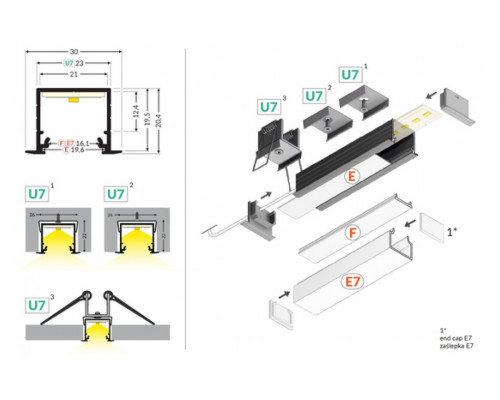 profil LED LINEA-IN20 EE7F/U7 1000 biały mal. /op