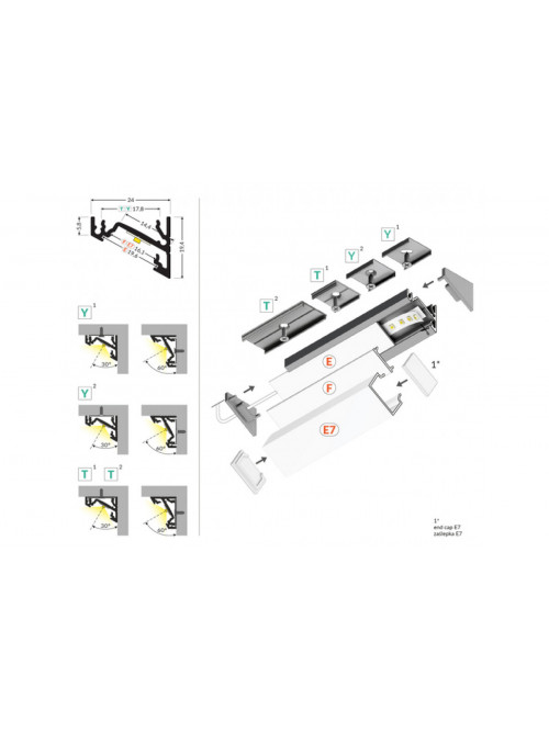 профиль LED CORNER14 EE7F/TY 3000 анодированный