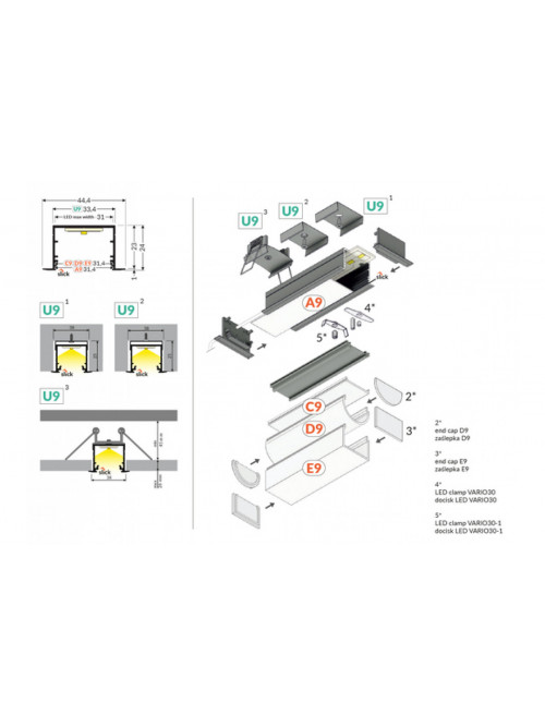 profil LED VARIO30-07 ACDE-9/U9 1000 biały mal. /op