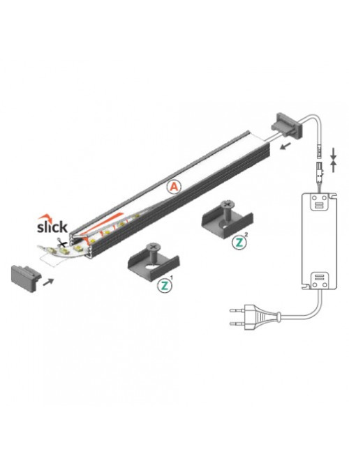 Profil LED aparent SLIM 8, alb, lungime 2m