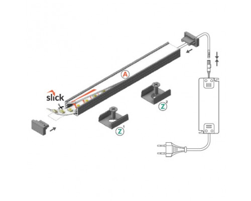 Profil LED aparent SLIM 8, aluminiu neanodizat, lungime 2m