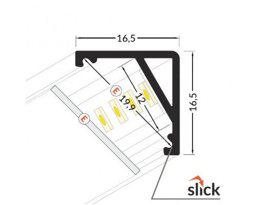 Profil LED de colț CABI 12, alb, lungime 2m