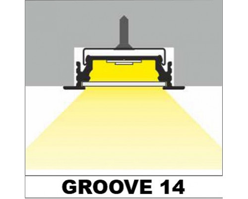 Profil LED încastrat GROOVE14, aluminiu neanodizat, lungime 2m
