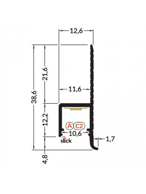 Profil LED încastrat OMNI 10, aluminiu neanodizat, lungime 2m