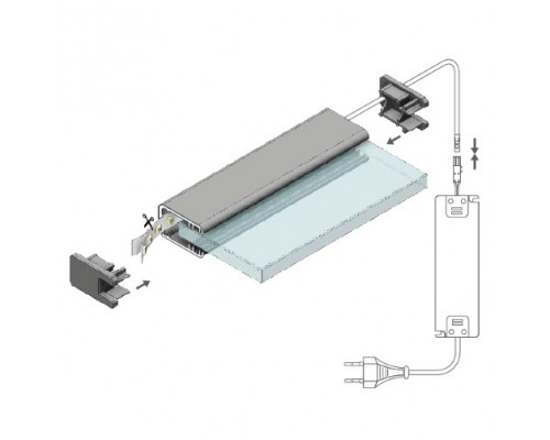 Profil LED pentru sticlă MIKRO-LINE 12, aluminiu anodizat, lungime 2m