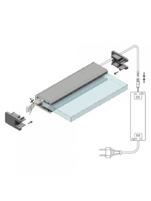 Profil LED pentru sticlă MIKRO-LINE 12, aluminiu anodizat, lungime 2m