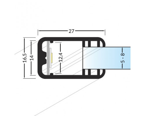 Profil LED pentru sticlă MIKRO-LINE 12, aluminiu anodizat, lungime 2m