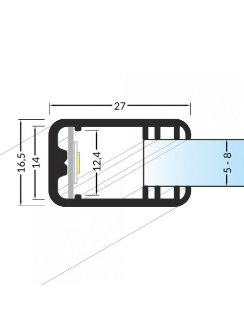 Profil LED pentru sticlă MIKRO-LINE 12, aluminiu anodizat, lungime 2m