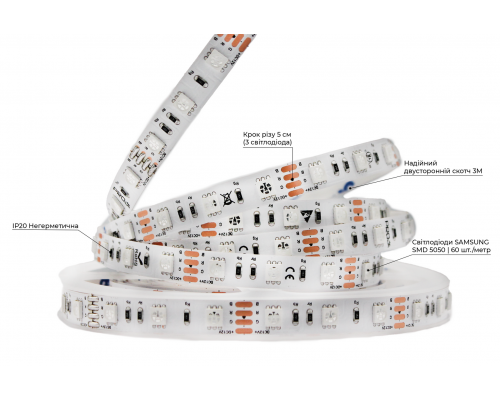 bandă LED PROLUM™ 12V; 5050\60; IP20; Seria „SG”, RGB