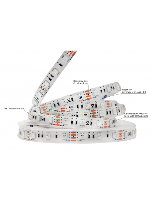 Светодиодная LED лента PROLUM™ 12V; 5050\60; IP20; Series "SG", RGB