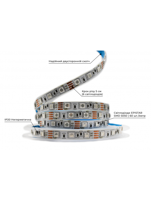 Светодиодная LED лента PROLUM™ 12V; 5050\60; IP20; Series "S", RGB