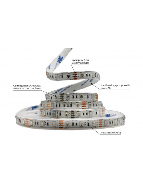 Светодиодная LED лента PROLUM™ 12V; 5050\60; IP65; Series "SG", RGB