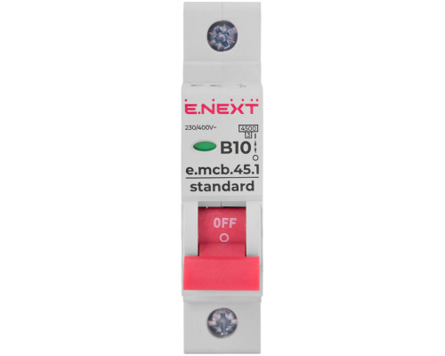 Модульный автоматический выключатель e.mcb.stand.45.1.B10, 1р, 10А, В, 4.5 кА
