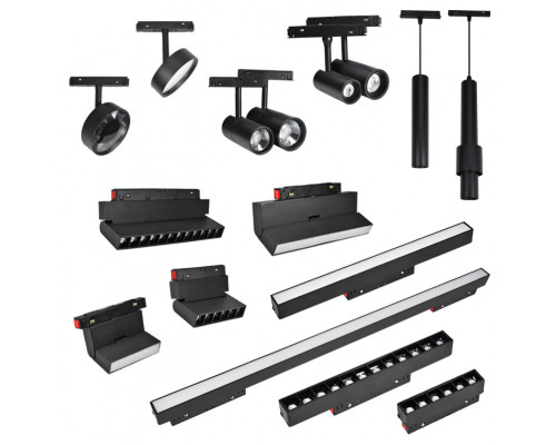 TRACK SINA MAGNETICĂ SLIM 22mm INCASTRATĂ 1M P/U PROIECTOARE MAGNETICE 48V NEGRU