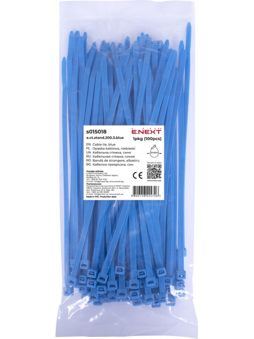 Кабельная стяжка e.ct.stand.200.3.blue (100шт), синяя