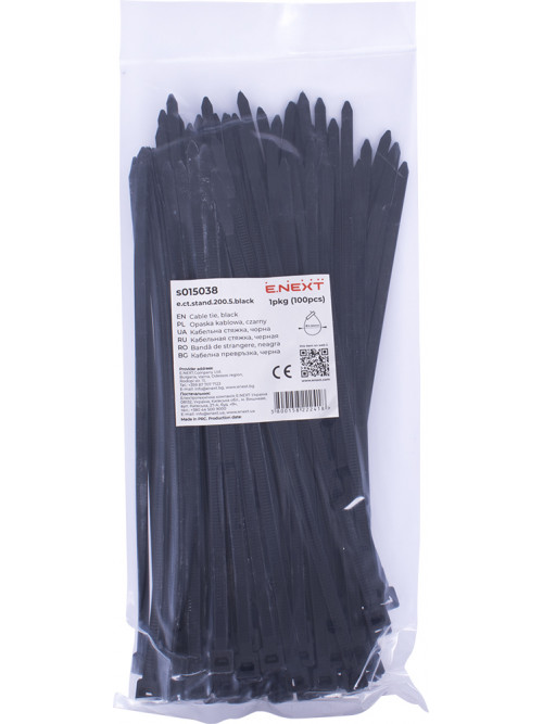 Кабельная стяжка e.ct.stand.200.5.black (100шт), черная