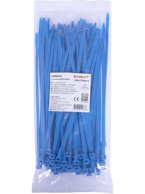 Кабельная стяжка e.ct.stand.200.5.blue (100шт), синяя