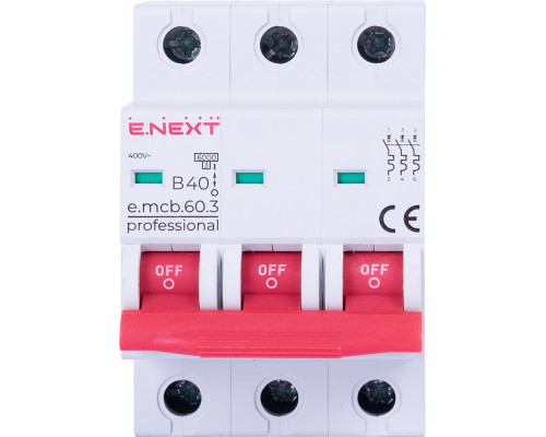 Модульный автоматический выключатель e.mcb.pro.60.3.B 40 new, 3р, 40А, В, 6кА, new