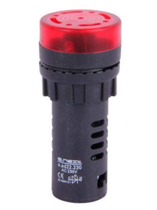 Арматура светозвукосигнальная аварийная e.ad22.230.buzzer.red Ø22мм 230В АС красная