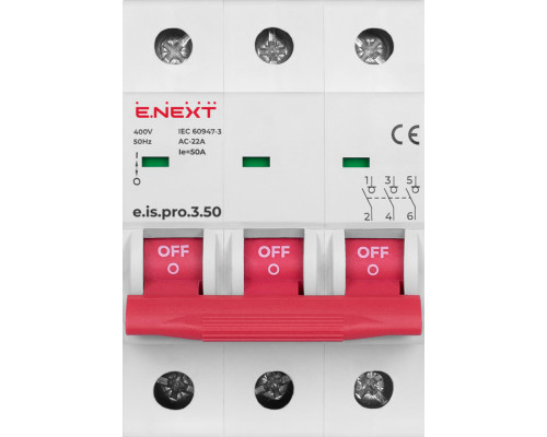 Выключатель нагрузки (1-0) на DIN e.is.3.50, 3р, 50А