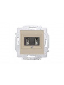 Розетка USB зарядка двойная ABB Levit кофе макиато