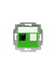 Розетка информационная ABB Levit RJ45 категория 6 и заглушка зелёный