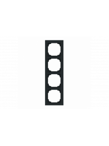 Cover frame 4gang black matt - Busch-art linear