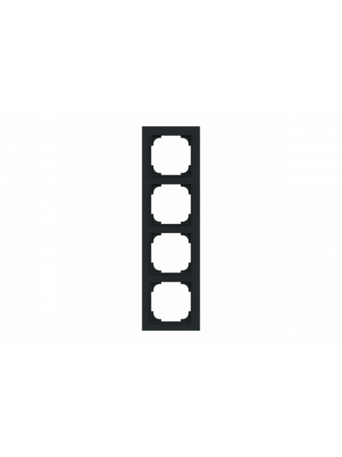 Cover frame 4gang black matt - Busch-art linear