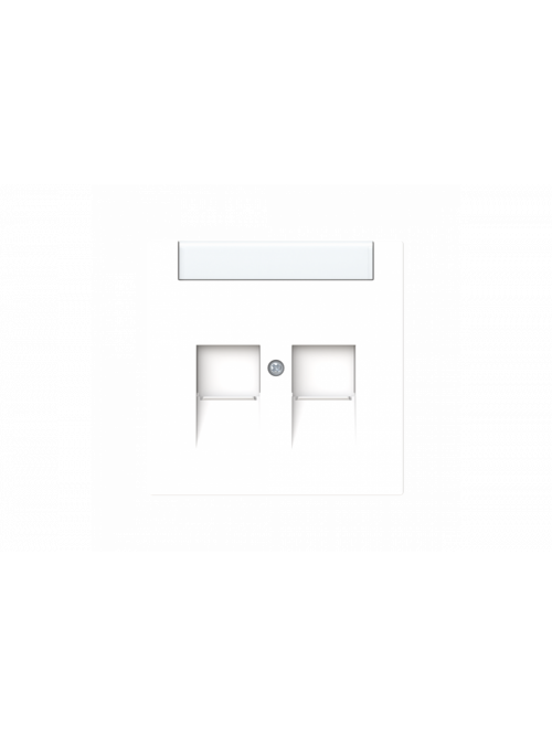 Cover plate with labelling field Modular Jack 2 gang studio white matt - Busch-art linear