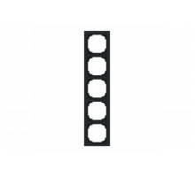 Cover frame with decor ring 5gang black matt / chrome - Busch-art linear