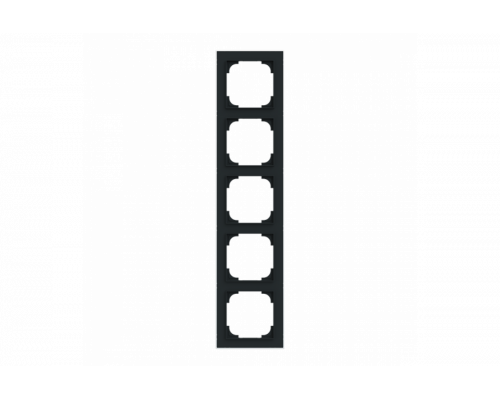 Cover frame with decor ring 5gang black matt / chrome - Busch-art linear