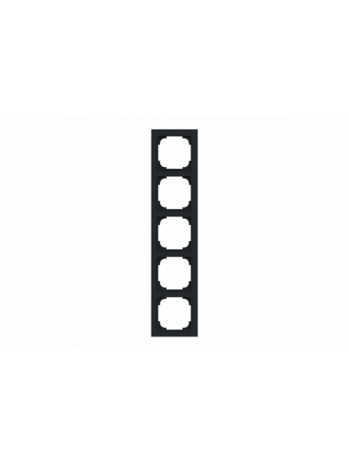 Cover frame with decor ring 5gang black matt / chrome - Busch-art linear