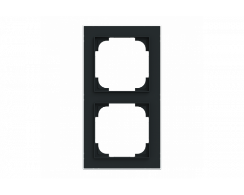 Cover frame with decor ring 2gang black matt / chrome - Busch-art linear