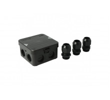 Junction box AK1-IP65, black, with 3 cable glands M25