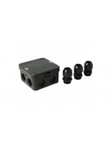 Junction box AK1-IP65, black, with 3 cable glands M25