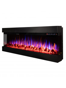 Встраиваемый/настенный 3D электрокамин Dalas 60, 493x1524x200 mm, 1500W, 30 цветовых сочетаний, Термостат, Дрова и кристаллы