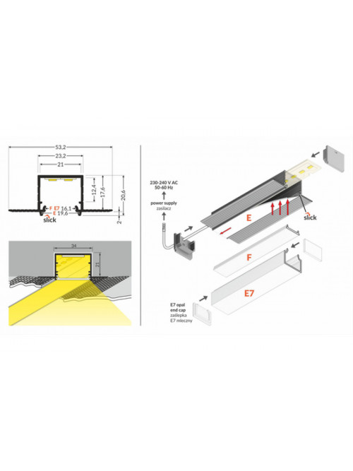 profil LED LINEA-IN20 TRIMLESS EE7F 2000 anod.
