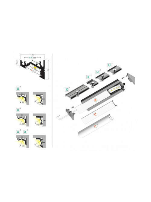 профиль LED CORNER10 BC/UX 2000 анодированный