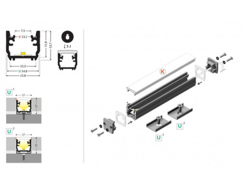 profil LED FLOOR12 K/U 3000 anod.