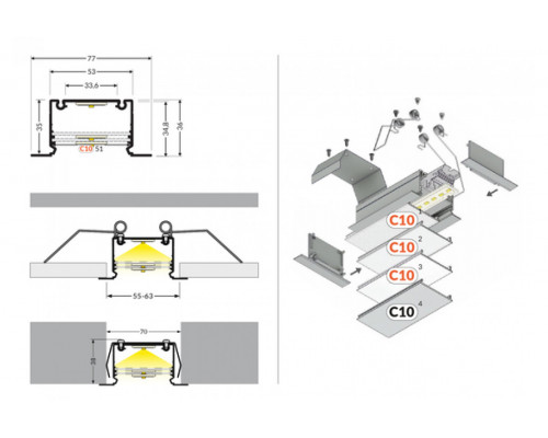 profil LED PHIL WPUST C10 4050 alu.sur.