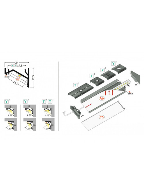 профиль LED CORNER16.v2 AC-6/TY 2000 анодированный