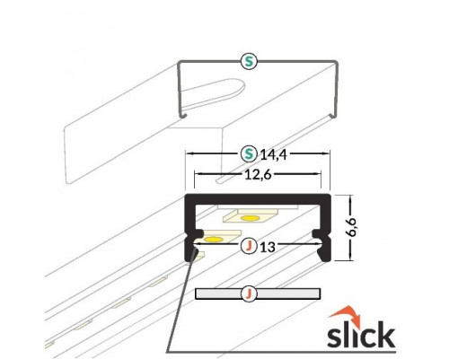 Profil LED aparent BEGTON 12, aluminiu anodizat, lungime 1m