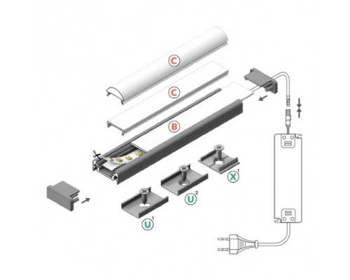 Profil LED aparent SURFACE 10, negru, lungime 2m