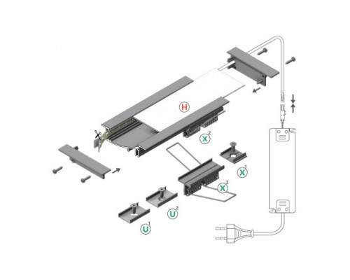 Profil LED încastrat FLAT 8, aluminiu anodizat, lungime 2m